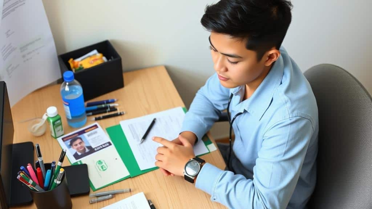 Étudiant se préparant pour l'examen du BTS Commerce International