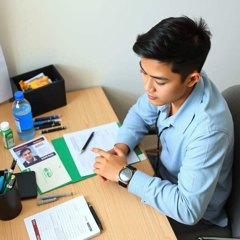 Étudiant se préparant pour l'examen du BTS Commerce International